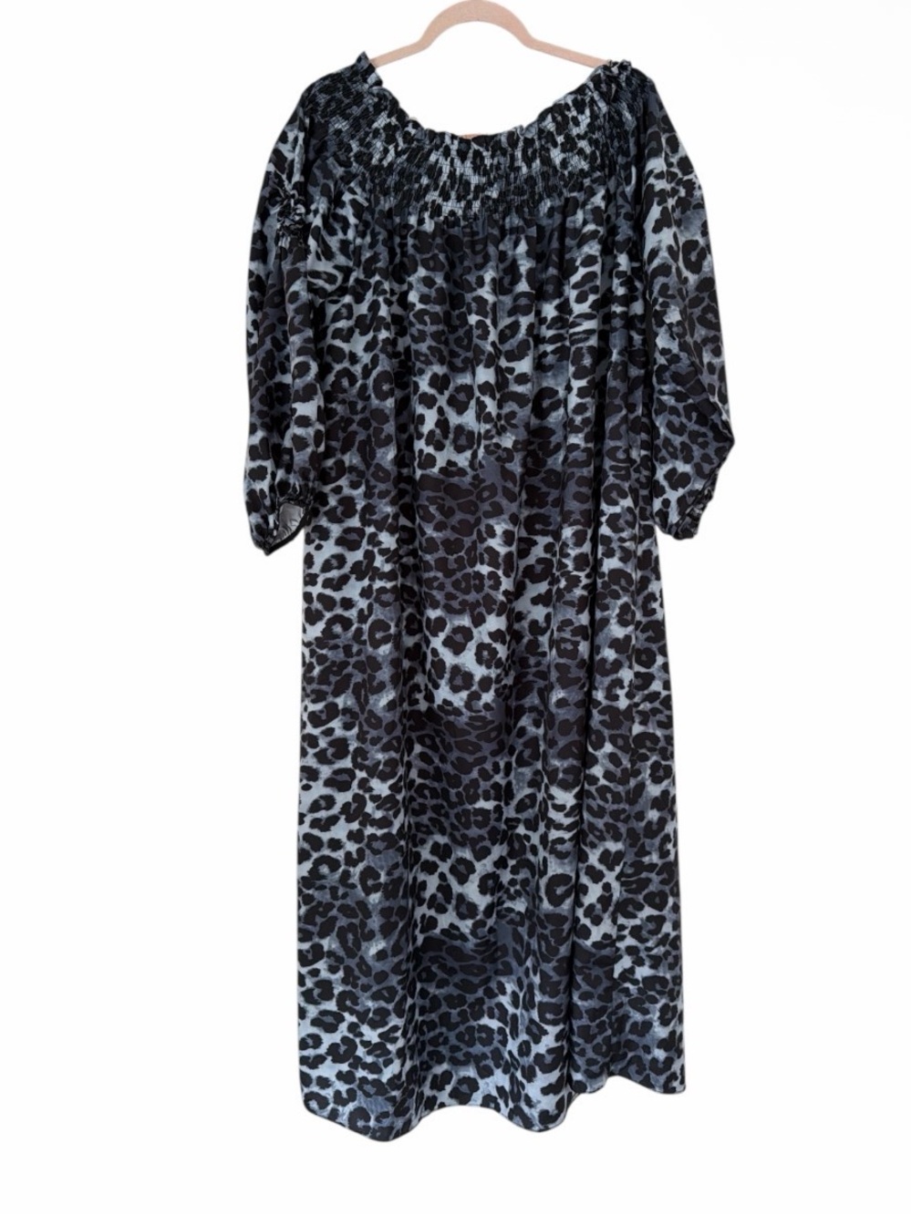 NWOT S.Deer Off-Shoulder Leopard Print Maxi Dress - Black & Gray size L